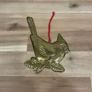Vintage Department 56 Christmas Brass Ornament Cardinal Bird
